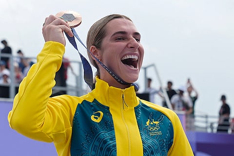 BMX freestyle women's park medal ceremony: Bronze medalist Natalya Diehm, of Australia